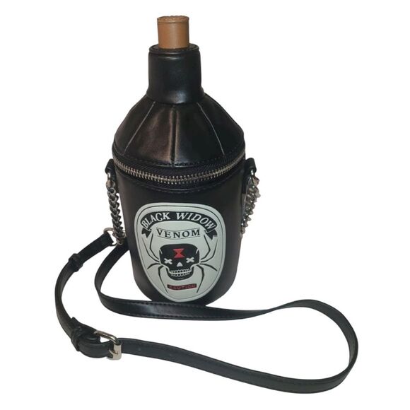 MAD Engine Handbags - Mad Engine Black Widow Spider Bottle Shaped Crossbody Zip Bag Costume Cosplay